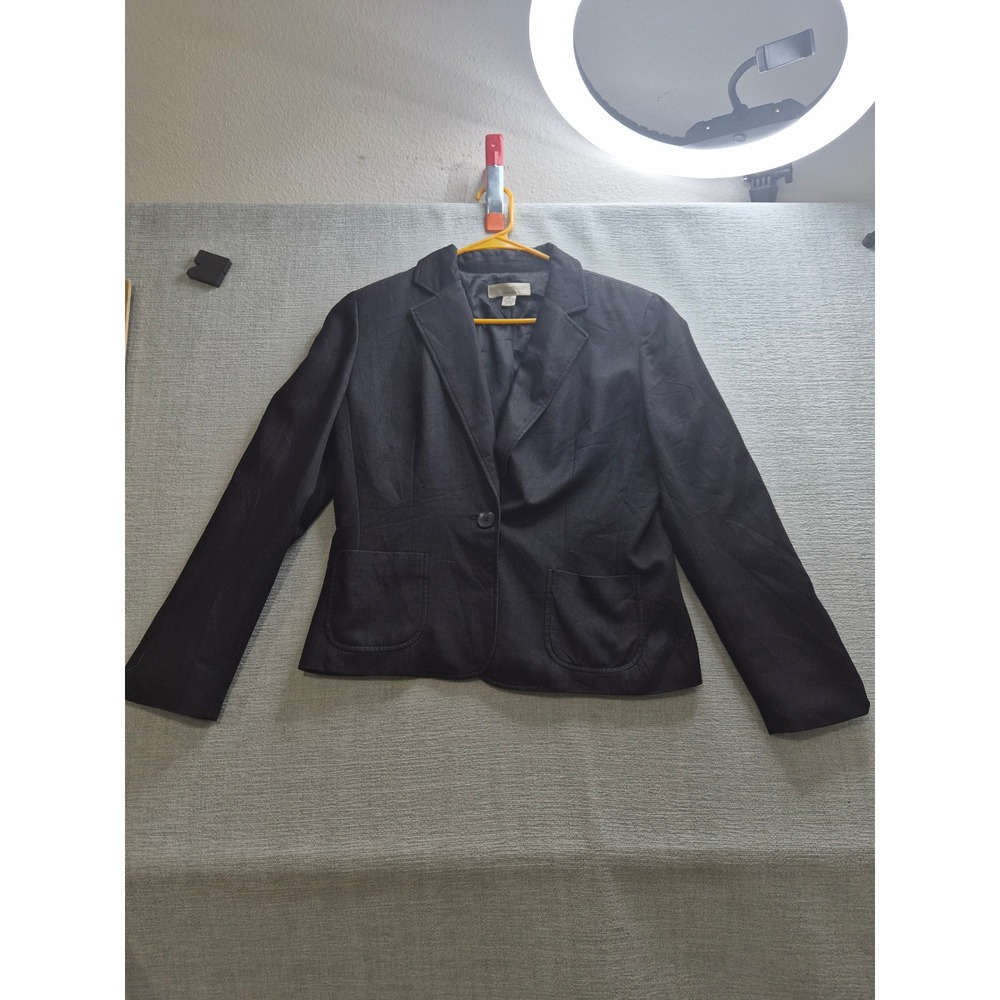 Sophisticate Cropped Blazer Jacket Womens 10 Petite Black Lined Single Breasted